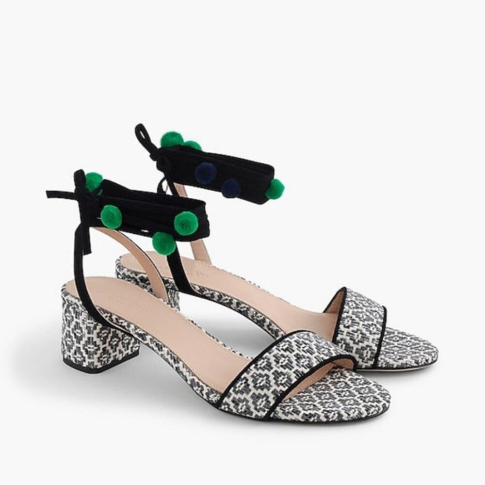 NEW J. Crew Ikat Ankle Wrap Sandals Women's Size 6.5